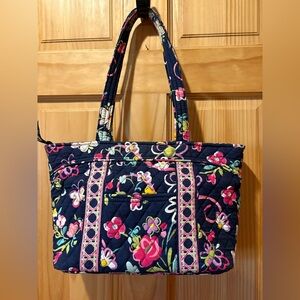 Vera Bradley Floral Tote Bag - Navy and Pink